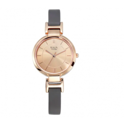 Raga Viva Rose Gold Dial Leather Strap Watch