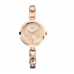 Raga Viva Rose Gold Dial Metal Strap Watch