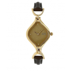 Raga Golden Dial Leather Strap Watch NL2531YL02