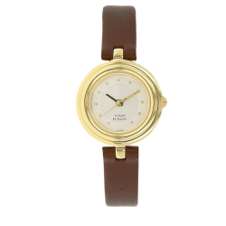 Raga Silver Dial Leather Strap Watch NH2498YL01