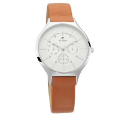 Workwear Watch with White Dial & Leather Strap 95067SL01