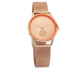 Workwear Watch with Rosegold Dial & Metal Strap 95069WM01