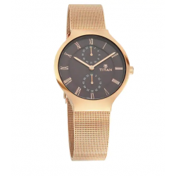 Workwear Watch with Brown Dial & Metal Strap 95068WM01