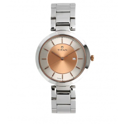 Workwear Watch with Rose Gold Dial & Stainless Steel Strap NL2480KM01
