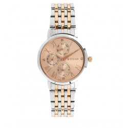 Workwear Watch with Rose Gold Dial & Stainless Steel Strap NL2569KM02