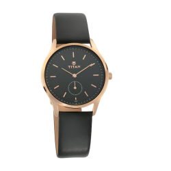 Workwear Watch with Black Dial & Leather Strap