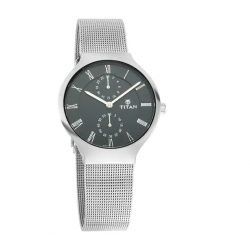 Workwear Watch with Black Dial & Metal Strap