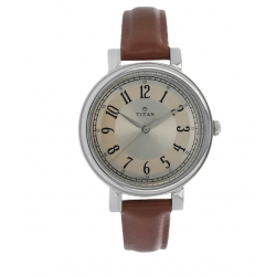 Off White Dial Brown Leather Strap Watch NK2554SL01