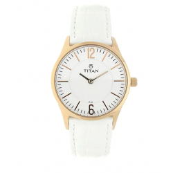 White Dial White Leather Strap Watch NK95035WL01