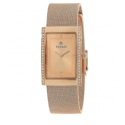 Rose Gold Dial Rose Gold Stainless Steel Strap Watch NK95034WM01W