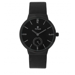 Black Dial Black Stainless Steel Strap Watch NK95033NM01W