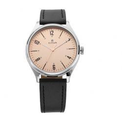 Workwear Watch with Champagne Dial & Black Leather Strap