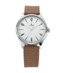 Workwear Watch with Silver Dial & Tan Leather Strap