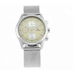 Workwear Watch with Champagne Dial & Silver Metal Strap