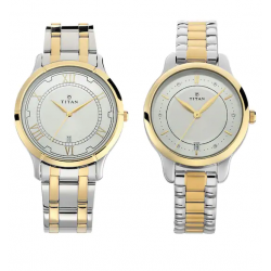 Bandhan Silver White Dial Stainless Steel Pair Watches 17752481BM01