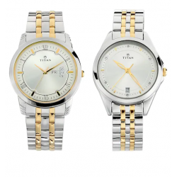 Bandhan Silver White Dial Stainless Steel Pair Watches 17742565BM01