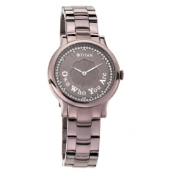 Self Expression in Purple Dial Stainless Steel Strap Watch
