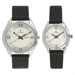 Silver Dial Leather Strap Watches NJ15782489SL03