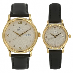 White Dial Black Leather Strap Watches NK15802490YL04