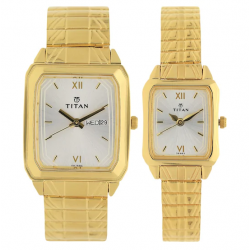 Silver Dial Golden Metal Strap Watches NK15812488YM04