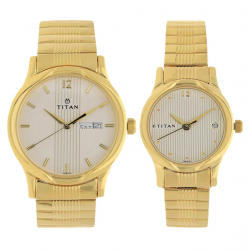 White Dial Golden Metal Strap Watches NK15802490YM04
