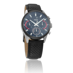 Black Dial Leather Strap Watch