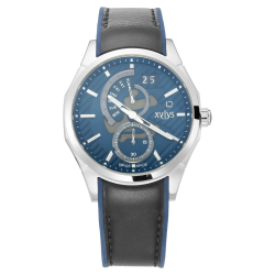 Blue Dial Silicone & Leather Strap Watch