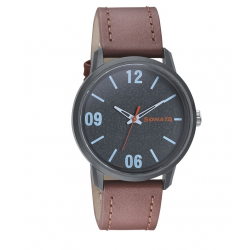 Volt+ Grey Dial Leather Strap Watch