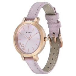 Blush It Up with Pink Dial Leather Strap Watch